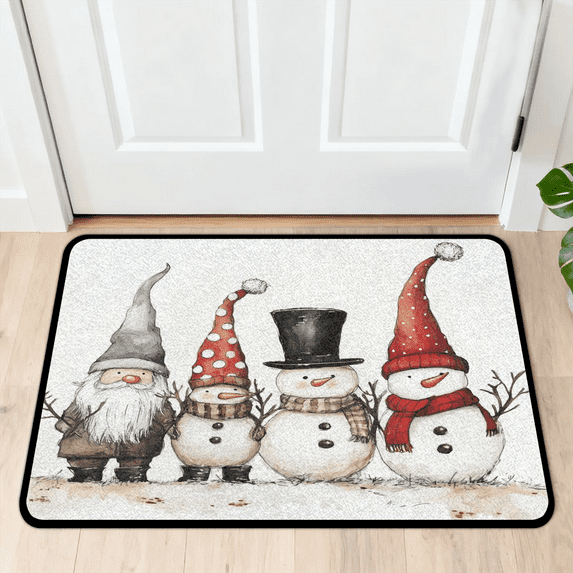CURLYOOT Merry Christmas Winter Snowman Indoor Doormat, Non-Slip Absorbent Door Mat 24" x 16", Entrance Floor Mat Washable Entry Doormats for Entryway Front Back Door