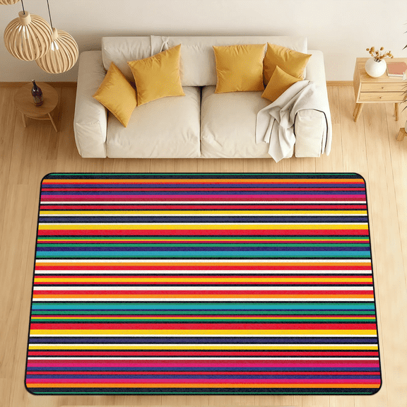 CURLYOOT Mexican Area Rugs 5'x7' Washable Rug Large Living Room Rug Non Slip Abstract Aztec Gradient Lines Indoor Floor Carpet for Dining Room Bedroom Home