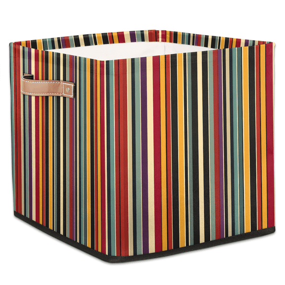 CURLYOOT Mexican Aztec Cube Storage Bin, 13 x 13 x 13 Storage Cube Bins for Organizing, Rainbow Stripes Geometric Fabric Foldable Baskets with Handles for Closet, Shelves, Clothes