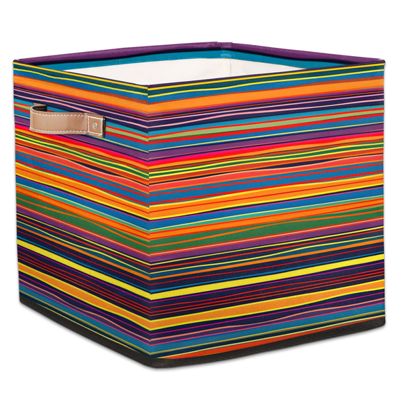 CURLYOOT Mexican Stripes Cube Storage Bin, 13 x 13 x 13 Storage Cube Bins for Organizing, Rainbow Fabric Foldable Closet Baskets with Handles for Closet, Shelves, Clothes