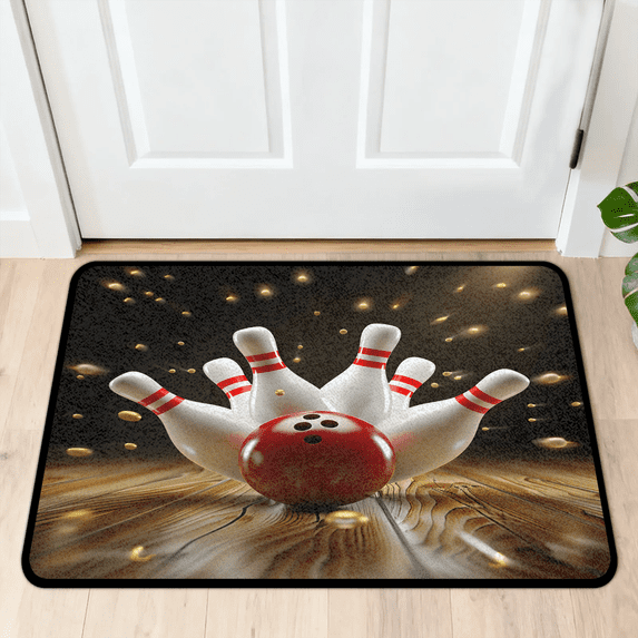 CURLYOOT Modern Bowling Ball Front Door Mat, Washable Non-Slip Door Mat, Indoor Outdoor Floor Mats Absorbent Welcome Doormat for Entrance 20" x 30"
