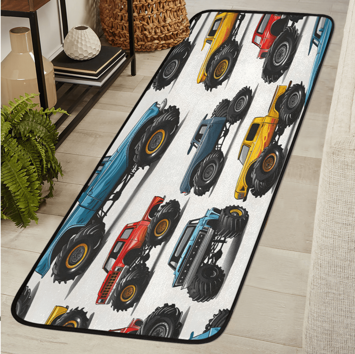 CURLYOOT Monster Truck Runner Rug 2'x6' Washable Kitchen Runner Rug ...