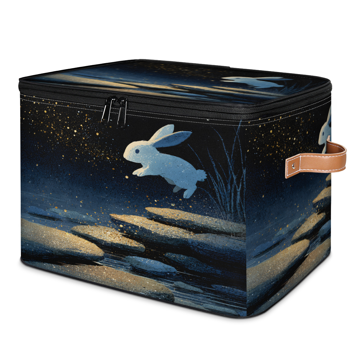 CURLYOOT Moon Night Jump Rabbit Storage Bins with Lid, Decorative ...