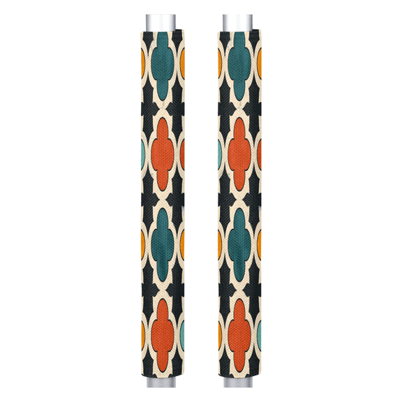 CURLYOOT Morocco Color Refrigerator Door Handle Covers Set of 2, Retro Geometric Morocco Tile Kitchen Appliance Handle Covers for Dishwasher Microwave Oven, Washable Fridge Door Cloth Protector