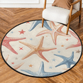 thumbnail image 1 of CURLYOOT Nautical Coastal Starfish 5.2ft Round Rug for Living Room, Large Washable Area Rug, Non Slip Floor Mat Indoor Rugs for Bedroom, Dining Room, Offices, Entryway, 1 of 7
