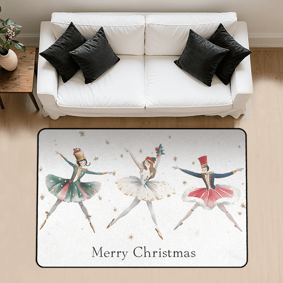 CURLYOOT Nutcrackers Colorful Xmas Area Rug 3x5 Ft Rugs for Entryway Entrance Kitchen, Washable Non Slip Indoor Floor Carpet for Bedroom Living Room