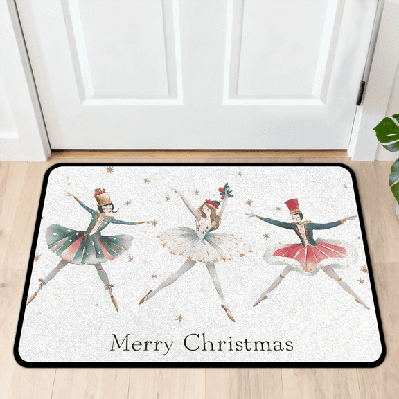 CURLYOOT Nutcrackers Colorful Xmas Indoor Doormat, Non-Slip Absorbent Door Mat 24" x 16", Entrance Floor Mat Washable Entry Doormats for Entryway Front Back Door