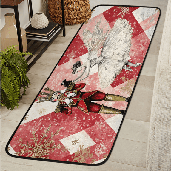 CURLYOOT Nutcrackers Cool with Ballet Runner Rug 2'x6' Washable Kitchen Runner Rug Indoor Non Slip Laundry Rugs Floor Carpet for Hallway Kitchen Entryway Bedroom Living Room