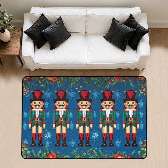CURLYOOT Nutcrackers Cool Rug for Living Room Bedroom, 4x6 Ft Washable Area Rug, Non Slip Rugs for Entryway, Large Carpet for Indoor Dining Room