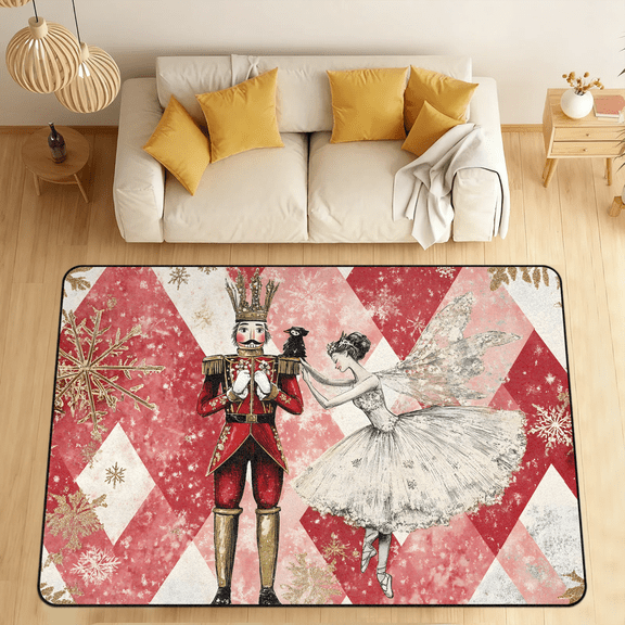 CURLYOOT Nutcrackers Cool with Ballet Area Rugs 5'x7' Washable Rug Large Living Room Rug Non Slip Indoor Floor Carpet for Dining Room Bedroom Home