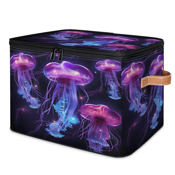 Fantasy Container Boxes CURLYOOT Ocean Jellyfish Storage Bins with Zipper Lid Fabric Storage ...