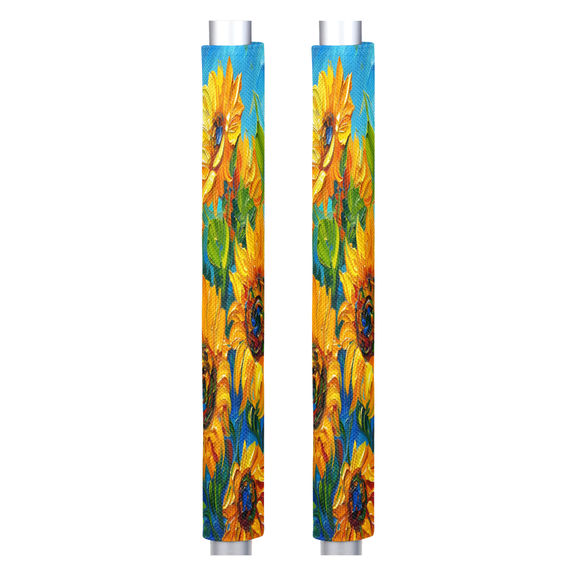 CURLYOOT Oil Painting Sunflower Refrigerator Door Handle Covers Set of 2, Kitchen Appliance Handle Covers for Dishwasher Microwave Oven, Washable Fridge Door Cloth Protector