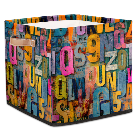 CURLYOOT Old Graffiti Cube Storage Bin, 13 x 13 x 13 Storage Cube Bins for Organizing, Fabric Foldable Closet Baskets with Handles for Closet, Shelves, Clothes