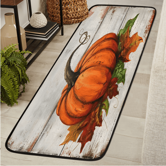 CURLYOOT Orange Pumpkins Fall Runner Rug 2'x6' Washable Kitchen Runner Rug Indoor Non Slip Laundry Rugs Floor Carpet for Hallway Kitchen Entryway Bedroom Living Room