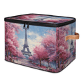 thumbnail image 1 of CURLYOOT Paris Eiffel Tower Pinks Storage Bin with Zipper Lid, Fabric Decorative Lidded Storage Baskets Boxes, Foldable Organizer Container Basket for Bedroom Closet Shelf, 1 of 8