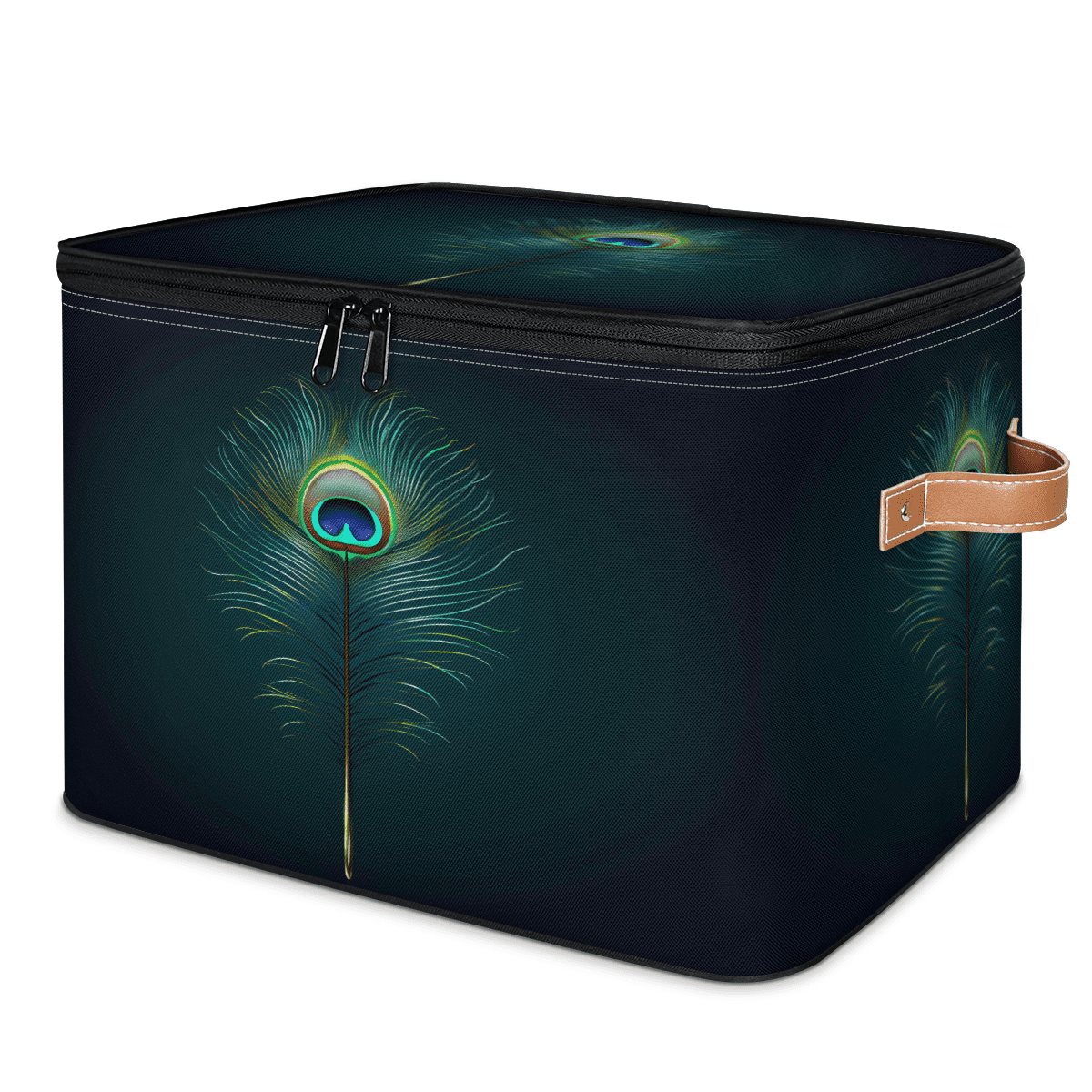 CURLYOOT Peacock Feather Fabric Storage Bins with Lids, Animal Feather ...
