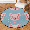 thumbnail image 1 of CURLYOOT Pig 5.2ft Round Rug for Living Room, Large Washable Area Rug, Non Slip Floor Mat Indoor Rugs for Bedroom, Dining Room, Offices, Entryway, 1 of 7