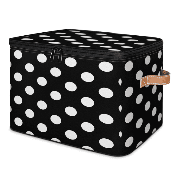 CURLYOOT Polka Dot Storage Bins with Lid, Decorative Fabric Storage Boxes, Foldable Closet Shelf Organizer Baskets for Bedroom, Living Room, Home