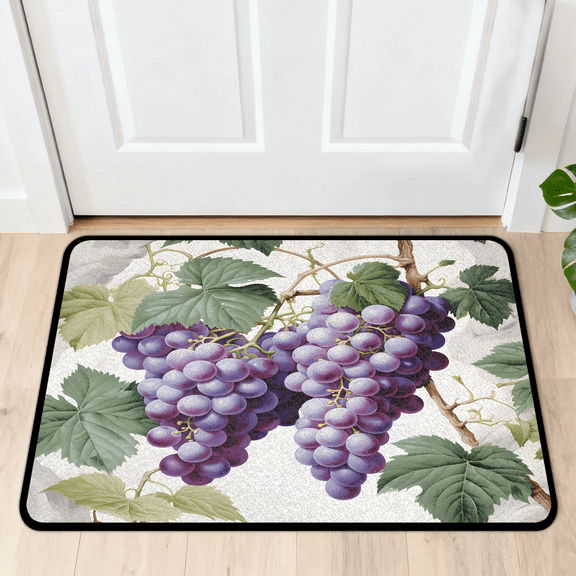 CURLYOOT Purple Grape Indoor Doormat, Non-Slip Absorbent Door Mat 24" x 16", Entrance Floor Mat Washable Entry Doormats for Entryway Front Back Door