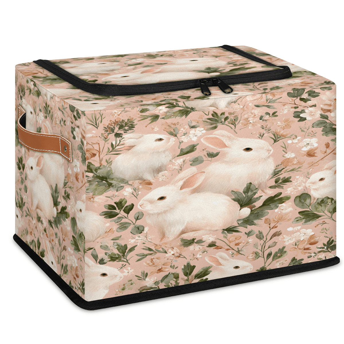 CURLYOOT Rabbits Animals Spring Plant Storage Bin with Zipper Lid ...