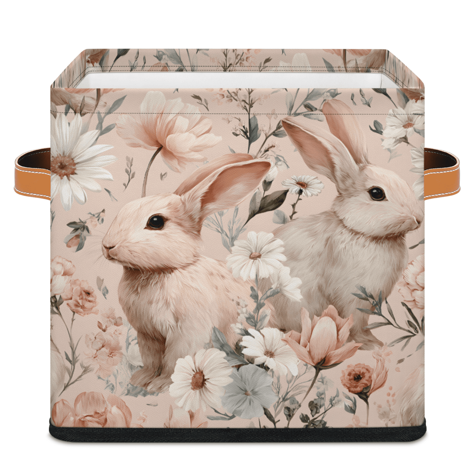 CURLYOOT Rabbits Daisy 11 x 11 Inch Cube Storage Bin, Decorative ...