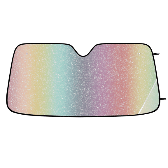 CURLYOOT Rainbow Glitter Star Car Windshield Sun Shade, Foldable Front Window Sunshade Blocks UV Rays, Window Shades for Car SUV Truck, 55 x 27.5 Inch
