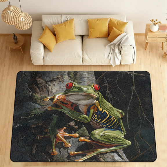 CURLYOOT Red Eyed Tree Frog Area Rugs 5'x7' Washable Rug Large Living Room Rug Non Slip Indoor Floor Carpet for Dining Room Bedroom Home