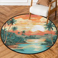 thumbnail image 1 of CURLYOOT Round Rug 3ft Beach Ocean Tropical Hawaiian Coastal Area Rug, Washable Circle Mat Non Slip Floor Carpet Mat, Soft Indoor Rugs for Entryway Living Room Dining Room Bedroom, 1 of 7