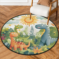 thumbnail image 1 of CURLYOOT Round Rug 3ft Cartoon Dinosaur Jungle Tropical Area Rug, Washable Circle Mat Non Slip Floor Carpet Mat, Soft Indoor Rugs for Entryway Living Room Dining Room Bedroom, 1 of 7