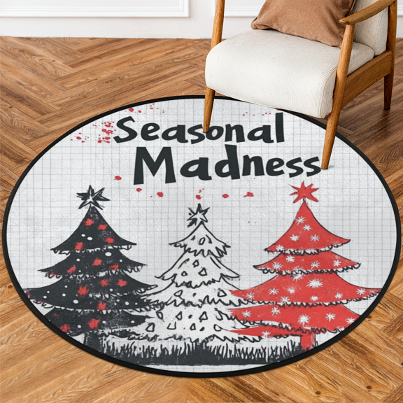 CURLYOOT Round Rug 3ft Cartoon Pine Area Rug, Washable Circle Mat Non Slip Floor Carpet Mat, Soft Indoor Rugs for Entryway Living Room Dining Room Bedroom