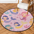 thumbnail image 1 of CURLYOOT Round Rug 3ft Coastal Mermaid Area Rug, Washable Circle Mat Non Slip Floor Carpet Mat, Soft Indoor Rugs for Entryway Living Room Dining Room Bedroom, 1 of 7