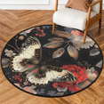 thumbnail image 1 of CURLYOOT Round Rug 3ft Flower Butterfly Area Rug, Washable Circle Mat Non Slip Floor Carpet Mat, Soft Indoor Rugs for Entryway Living Room Dining Room Bedroom, 1 of 7