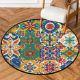 thumbnail image 1 of CURLYOOT Round Rug 3ft Mexican Talavera Tile Area Rug, Washable Circle Mat Non Slip Floor Carpet Mat, Mexican Tile Soft Indoor Rugs for Entryway Living Room Dining Room Bedroom, 1 of 7