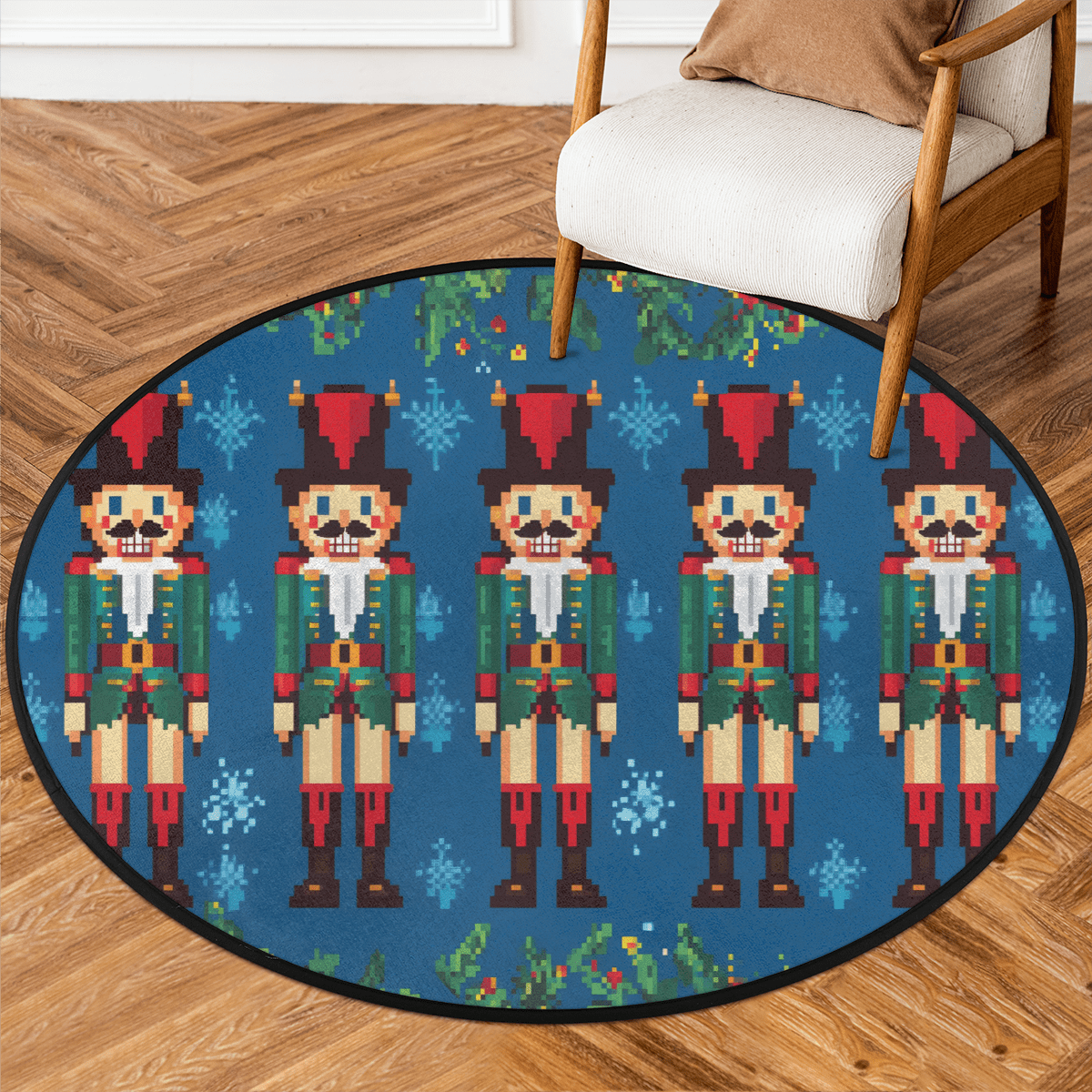CURLYOOT Round Rug 3ft Nutcrackers Cool Area Rug, Washable Circle Mat ...