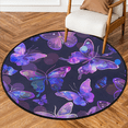 thumbnail image 1 of CURLYOOT Round Rug 3ft Purple Butterfly Area Rug, Washable Circle Mat Non Slip Floor Carpet Mat, Flower Butterfly Soft Indoor Rugs for Entryway Living Room Dining Room Bedroom, 1 of 7
