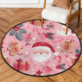 thumbnail image 1 of CURLYOOT Round Rug 3ft Santa Claus Area Rug, Washable Circle Mat Non Slip Floor Carpet Mat, Gingerbread Man Soft Indoor Rugs for Entryway Living Room Dining Room Bedroom, 1 of 7