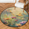 thumbnail image 1 of CURLYOOT Round Rug 3ft Spring Dragonfly Wtaercolor Area Rug, Washable Circle Mat Non Slip Floor Carpet Mat, Soft Indoor Rugs for Entryway Living Room Dining Room Bedroom, 1 of 7
