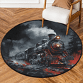 thumbnail image 1 of CURLYOOT Round Rug 3ft Steam Engine Old Train Area Rug, Washable Circle Mat Non Slip Floor Carpet Mat, Soft Indoor Rugs for Entryway Living Room Dining Room Bedroom, 1 of 7