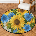 thumbnail image 1 of CURLYOOT Round Rug 3ft Summer Sunflower Style Area Rug, Washable Circle Mat Non Slip Floor Carpet Mat, Soft Indoor Rugs for Entryway Living Room Dining Room Bedroom, 1 of 7
