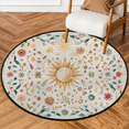 thumbnail image 1 of CURLYOOT Round Rug 3ft Sun Moon Boho Plant Area Rug, Washable Circle Mat Non Slip Floor Carpet Mat, Soft Indoor Rugs for Entryway Living Room Dining Room Bedroom, 1 of 7