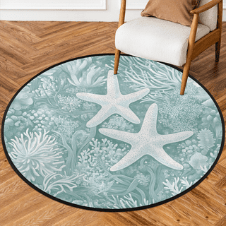 ラグ・カーペット round beach rug Amazon.com: Round Area Rug 6ft Nautical Coastal Ocean Coral