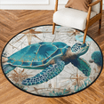 thumbnail image 1 of CURLYOOT Round Rug 3ft Teal Turtle Retro Abstract Area Rug, Washable Circle Mat Non Slip Floor Carpet Mat, Soft Indoor Rugs for Entryway Living Room Dining Room Bedroom, 1 of 7