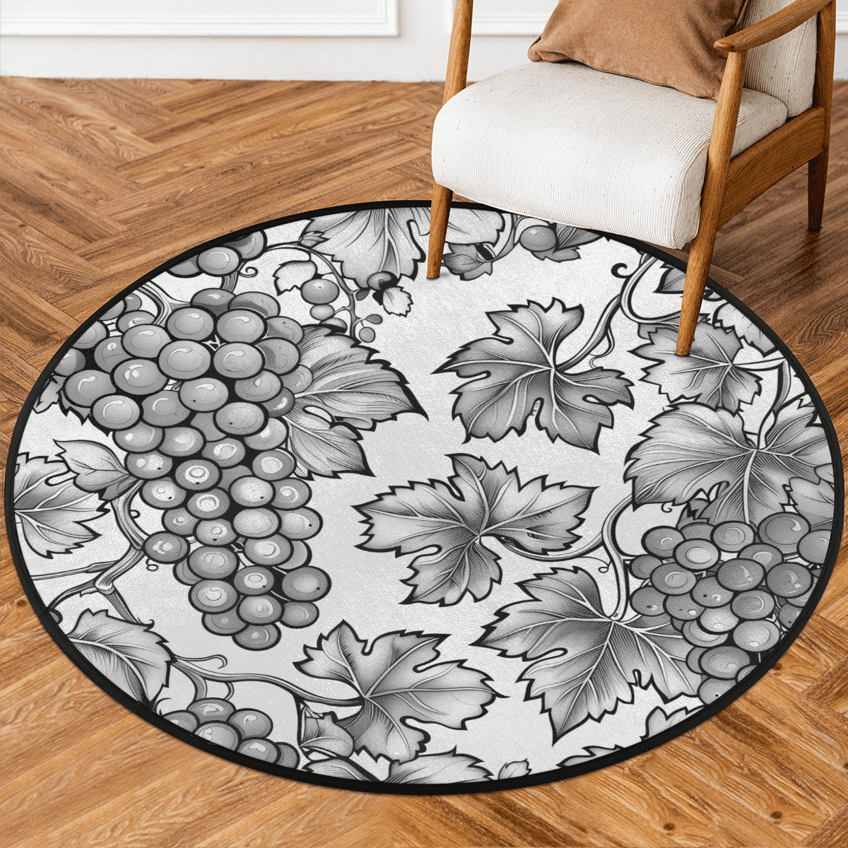 CURLYOOT Round Rug 3ft Vintage Grape Area Rug, Washable Circle Mat Non ...