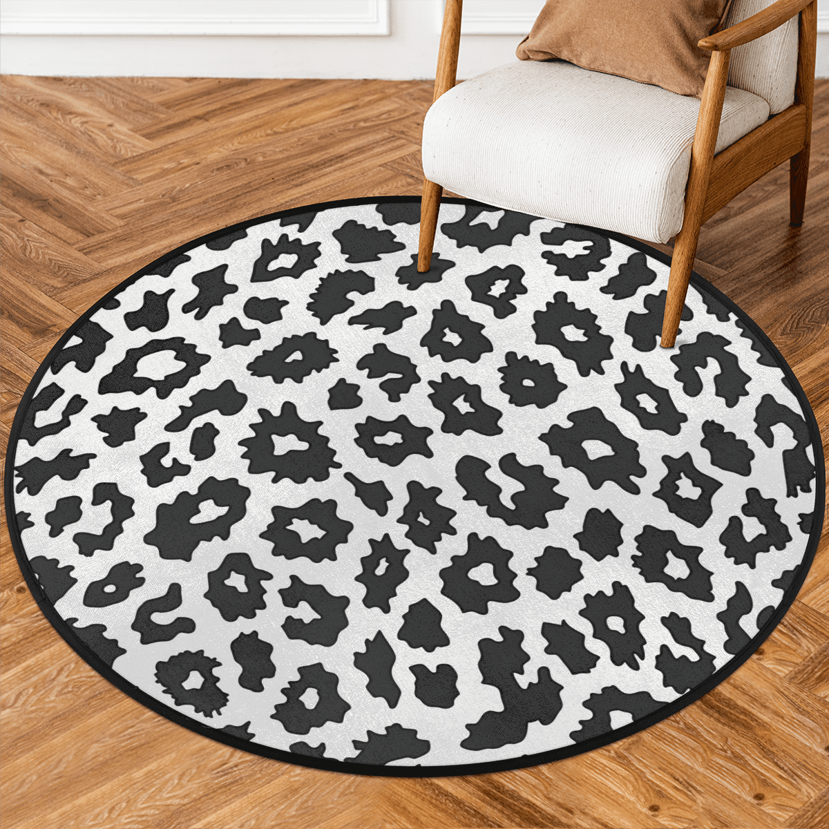 CURLYOOT Round Rug 3ft Wildlife Animal Wild Skin Leopard Print Area Rug ...