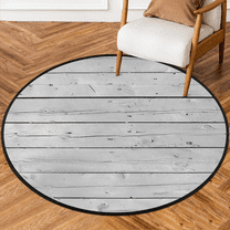 CURLYOOT Round Rug 3ft Wooden Pattern Area Rug, Washable Circle Mat Non Slip Floor Carpet Mat, Soft Indoor Rugs for Entryway Living Room Dining Room Bedroom