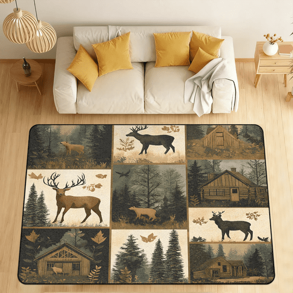 Rustic Antic Rug Deer Carpet Rugs for Home Decor