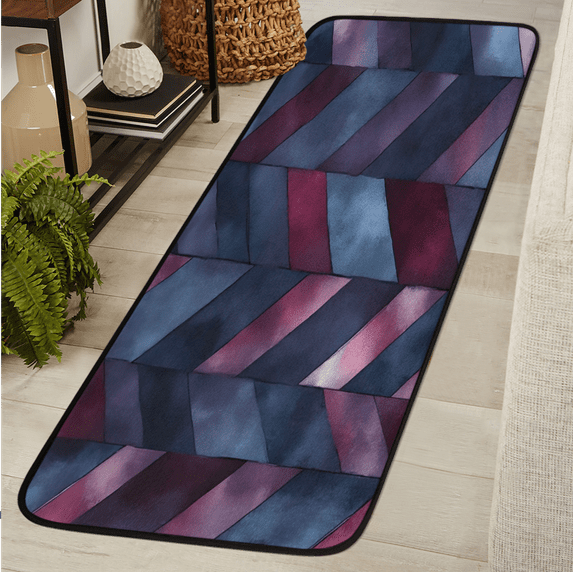 CURLYOOT Rustic Wooden Runner Rug 2'x6' Washable Kitchen Runner Rug Indoor Non Slip Laundry Rugs Geometric Floor Carpet for Hallway Kitchen Entryway Bedroom Living Room