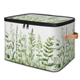 thumbnail image 1 of CURLYOOT Sage Green Leaves Fabric Storage Bins with Lids, Spring Eucalyptus Foldable Storage Boxes Washable Storage Cube, Closet Bedroom Home Organizer Containers with PU Leather Handles, 1 of 8