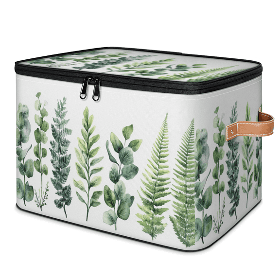 CURLYOOT Sage Green Plant Storage Bins with Lid, Decorative Fabric Storage Boxes, Foldable Closet Shelf Organizer Baskets for Bedroom, Living Room, Home