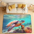thumbnail image 1 of CURLYOOT Sea Turtles Area Rugs 5'x7' Washable Rug Large Living Room Rug Non Slip Nautical Ocean Indoor Floor Carpet for Dining Room Bedroom Home, 1 of 7